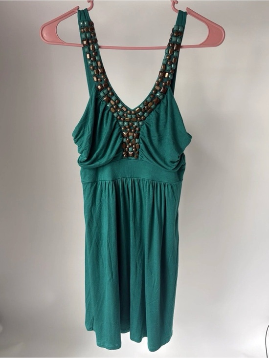 Soprano Dresses & Skirts - Soprano Teal One-Shoulder Beaded Dress
